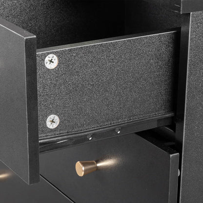 Kommode 5 Schubladen Schwarz – Schlafzimmer Sideboard mit Stauraum