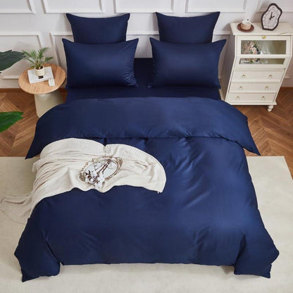 Mako Satin Bettwäsche Set 135x200cm Blau Petrol 4tlg.