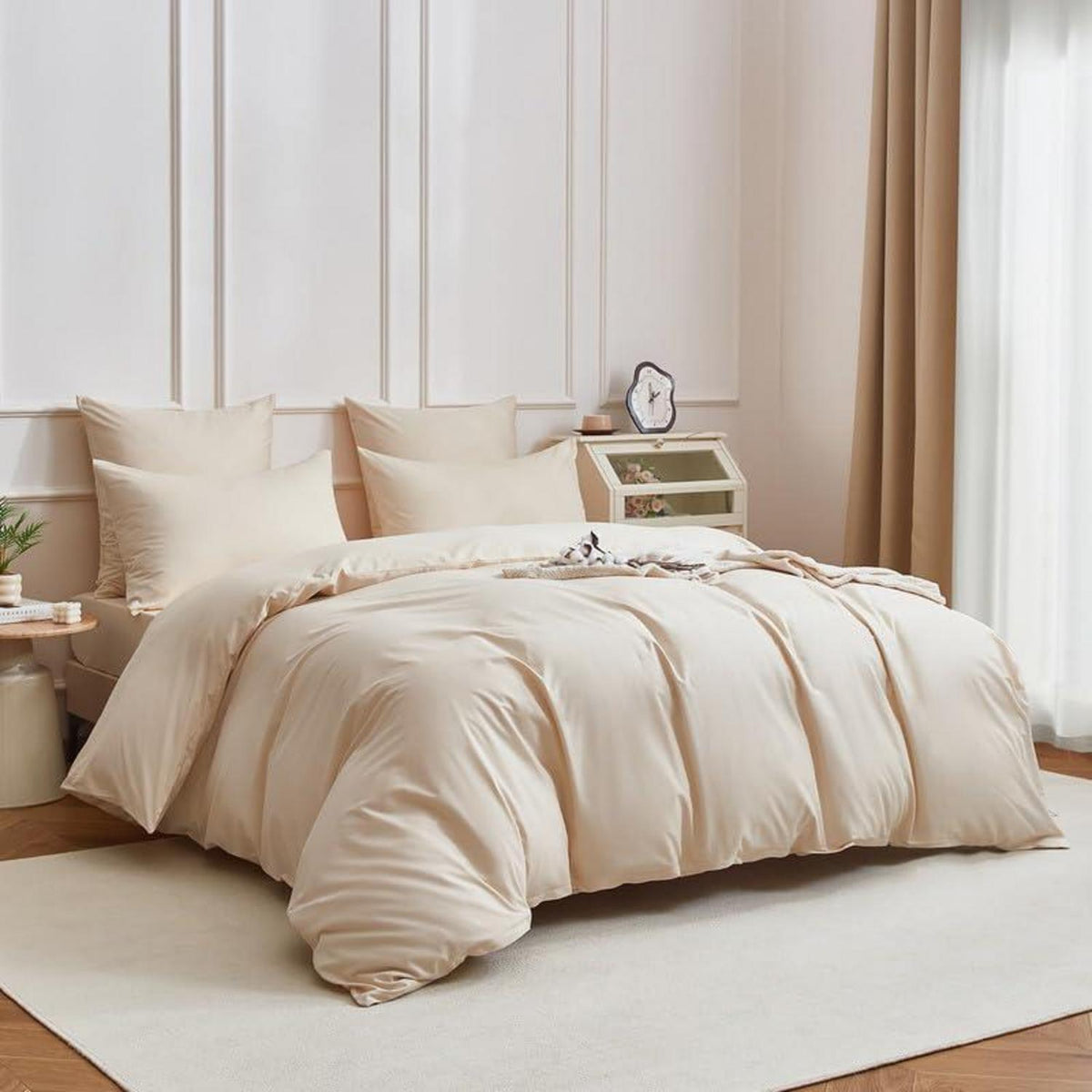 Mako Satin Bettwäsche Set 220x240cm Beige Baumwolle