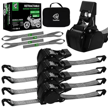 Automatischer Spanngurt-Set 3,6m mit J-Haken – 4er Pack