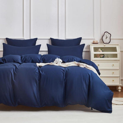 Mako Satin Bettwäsche Set 220x240cm Petrol Blau 3tlg.