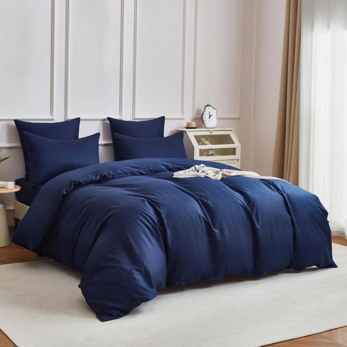Mako Satin Bettwäsche Set 220x240cm Petrol Blau 3tlg.