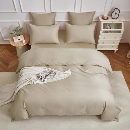 Mako Satin Bettwäsche Set 220x240cm Braun Khaki 3tlg.