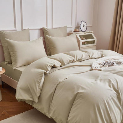 Mako Satin Bettwäsche Set 220x240cm Braun Khaki 3tlg.
