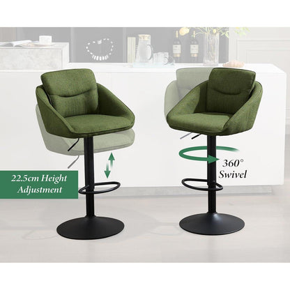 360° Drehbarer Barhocker 2er Set, Grün | Höhenverstellbar & Bequem