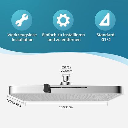 Quadratischer Einbauduschkopf 13 Zoll mit 5 Modi