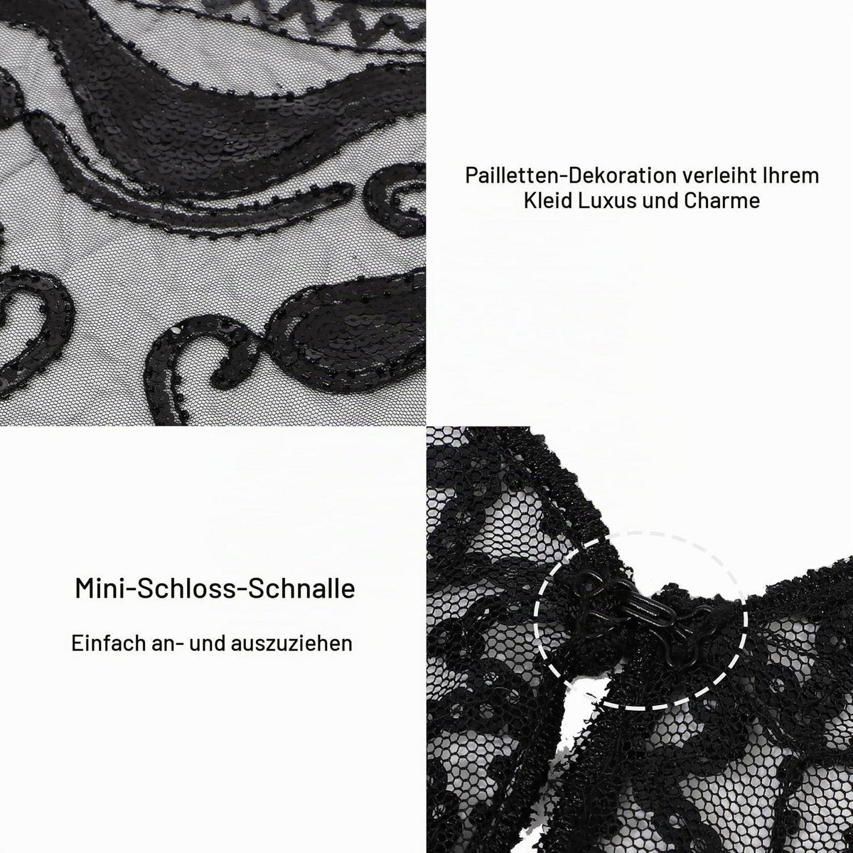 Pailletten Schal Damen 1920er Gatsby Stil mit Perlen
