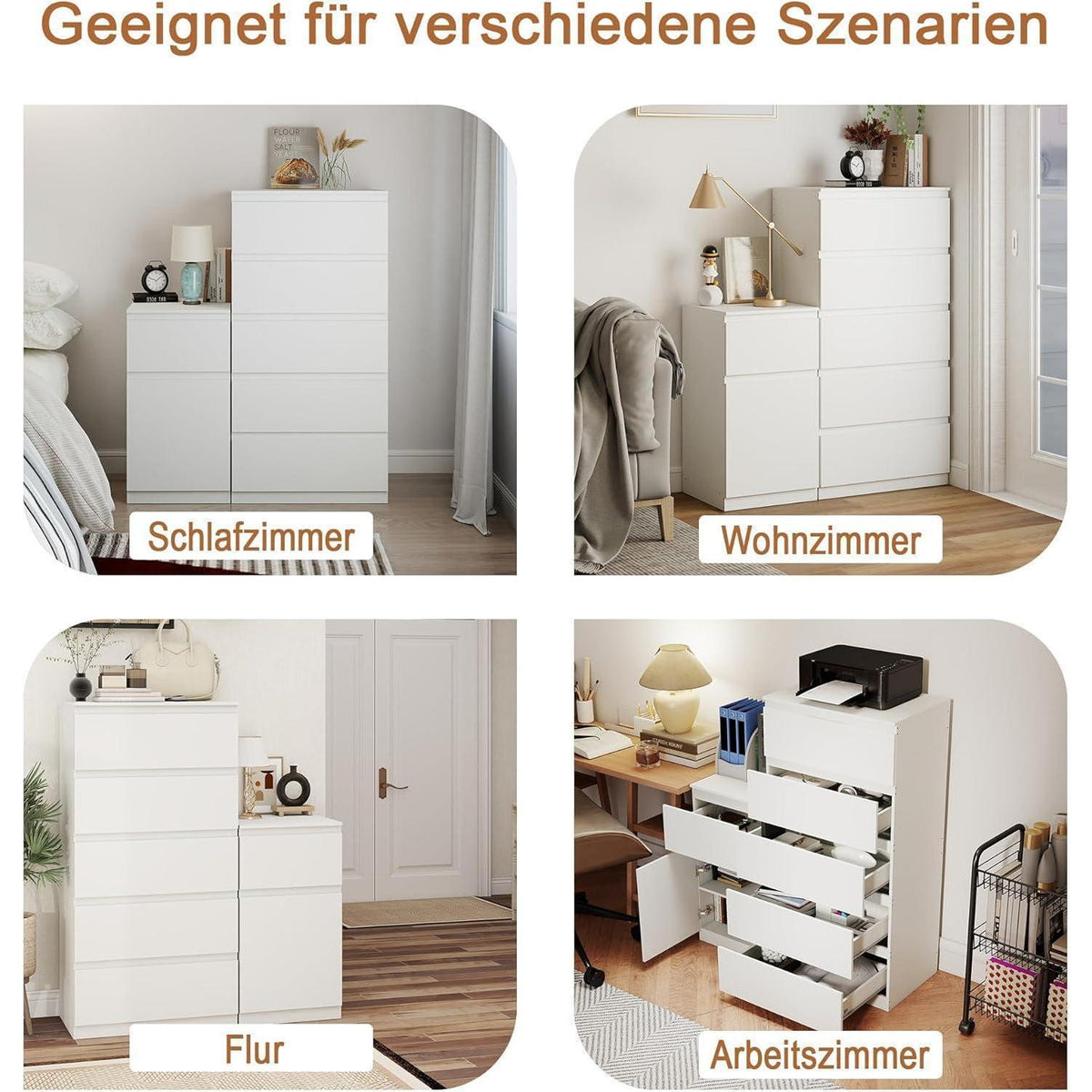 2er-Set Kommoden Weiß – Schlafzimmer, Büro & Wohnen