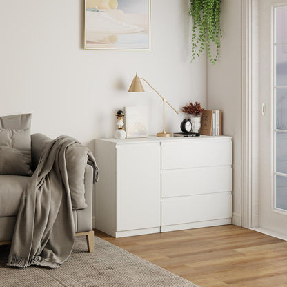 2er-Set Kommoden Weiß mit 0 & 3 Schubladen – Schlafzimmer & Büro
