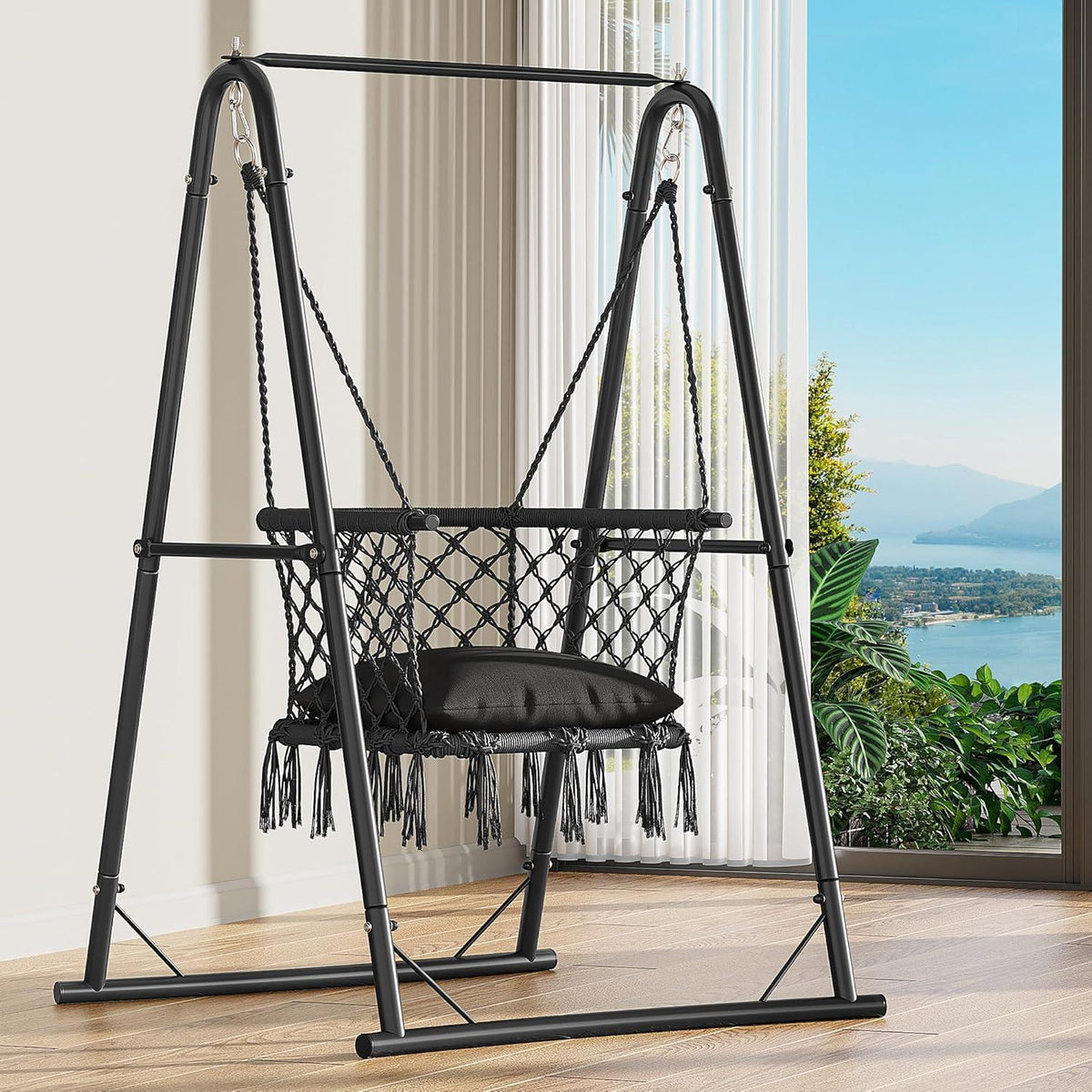Hängesessel mit Gestell & Kissen – Bequem & Stabil für Terrasse/Balkon