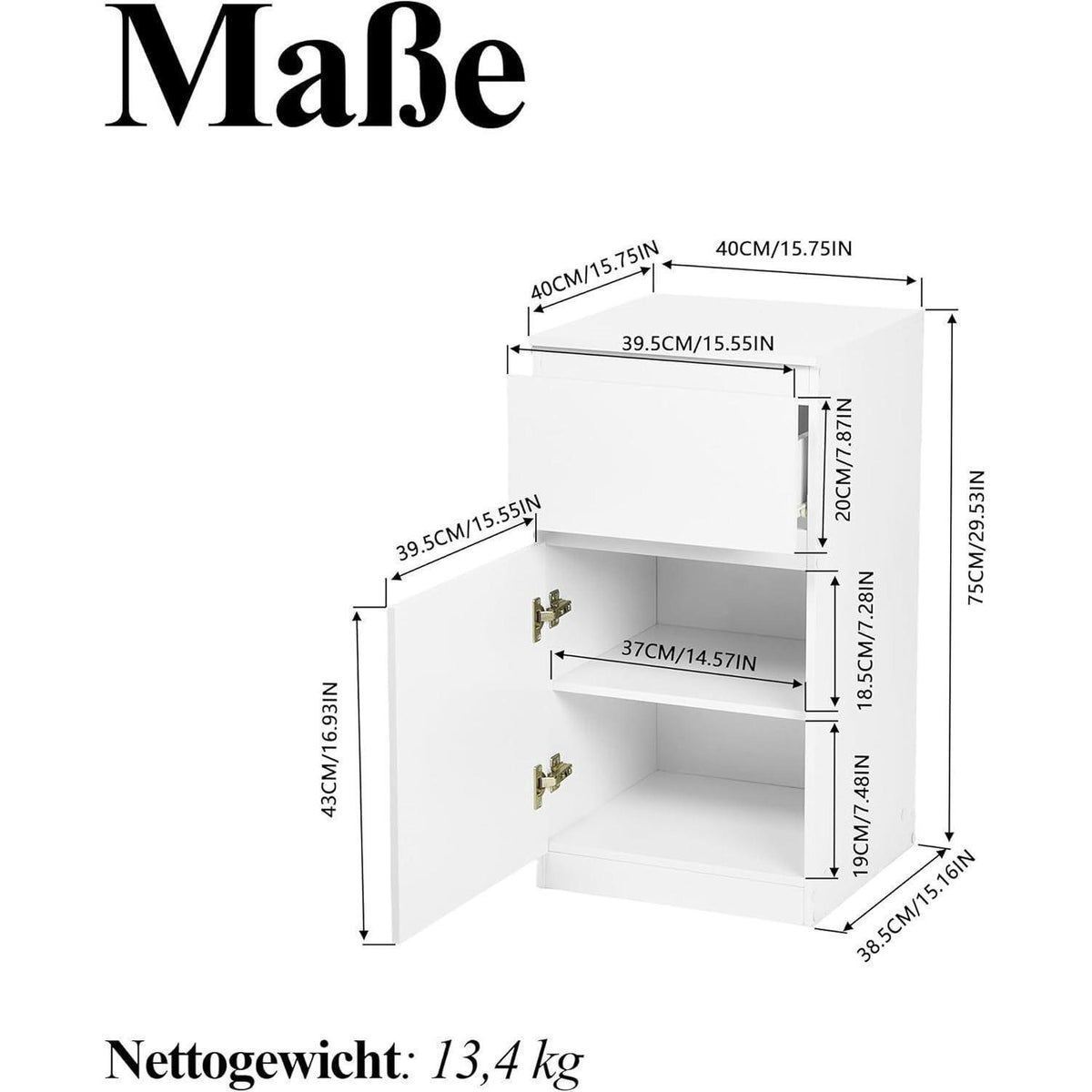 2er-Set Kommoden Weiß 40cm - Schlafzimmer, Büro & Flur