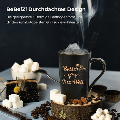 Papa Tasse "Bester Papa der Welt" mit Deckel & Löffel