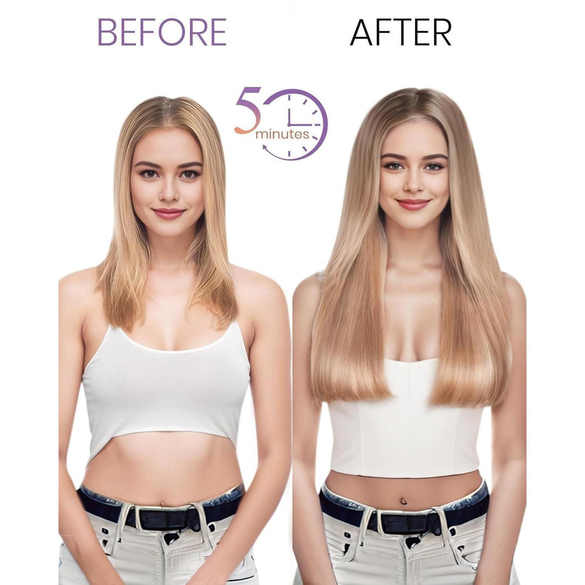 Echthaar Clip-Ins Braun Balayage 50cm – 7er Set