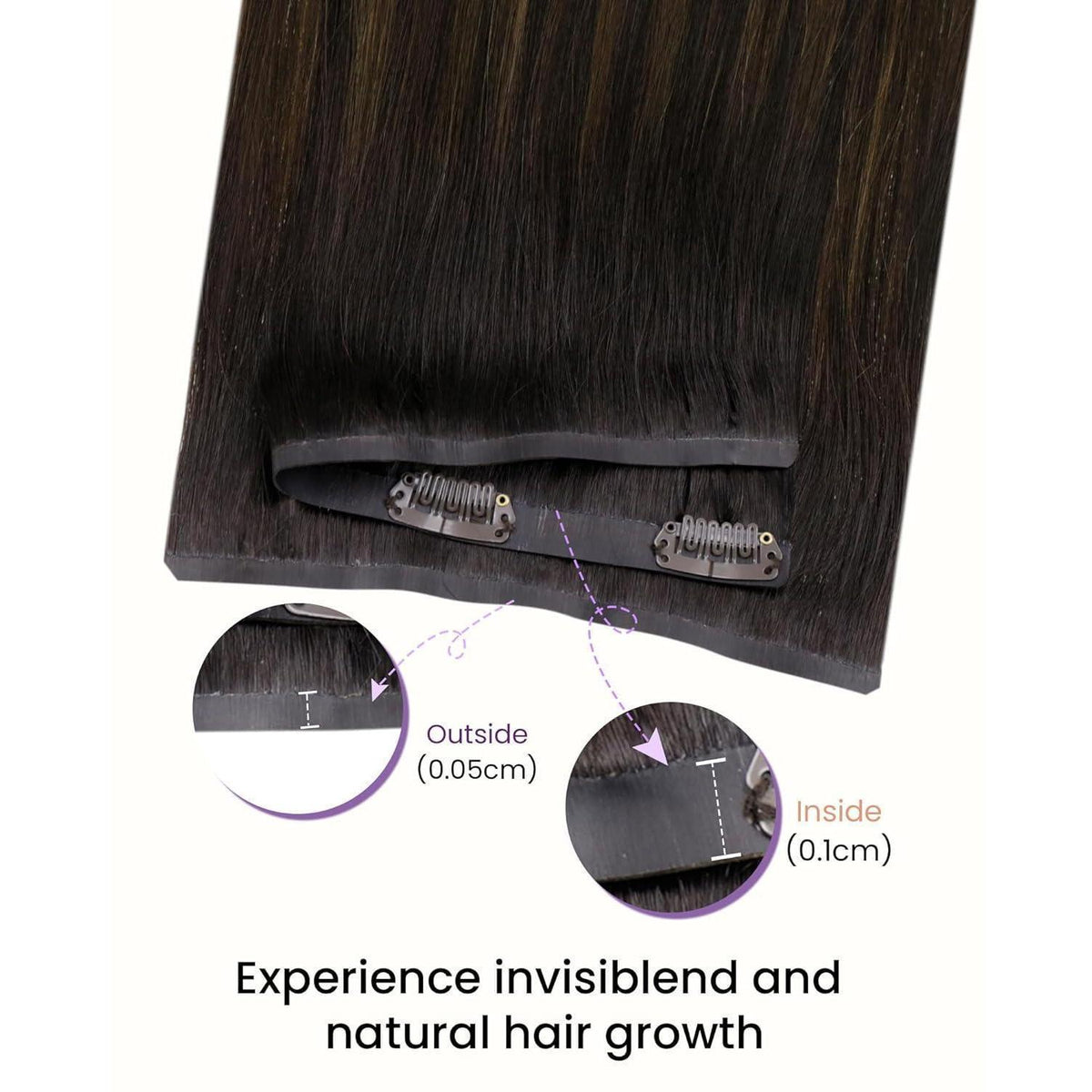 Echthaar Clip-Ins Braun Ombre 45cm - 100g