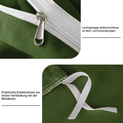 Olivgrüne Bettwäsche Set 220x240 cm Mako Satin Baumwolle