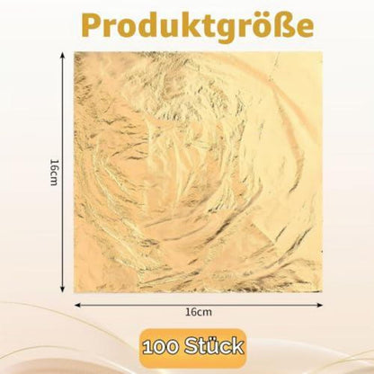 100 Blatt Imitations Blattgold – 16x16cm zum Basteln & Dekorieren