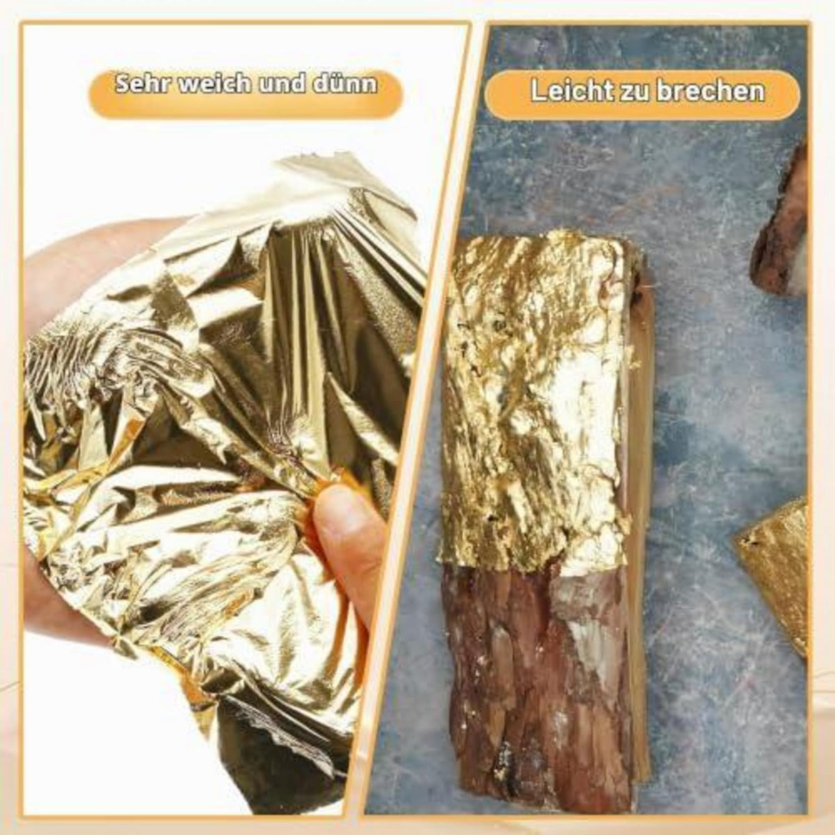 100 Blatt Imitations Blattgold – 16x16cm zum Basteln & Dekorieren