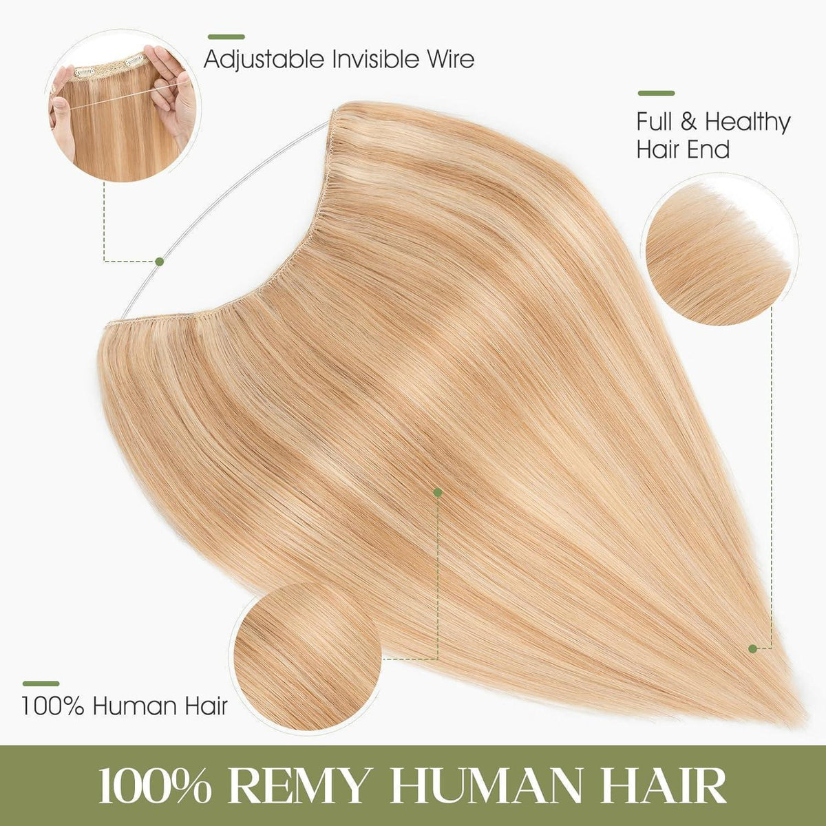Halo Haarverlängerung Echthaar 35cm Ascheblond/Blond