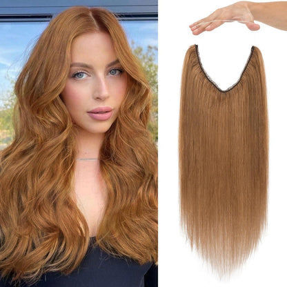 Echthaar Extension Flip-In Hellbraun 45cm mit Draht