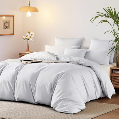 Mako Satin Bettwäsche Set 200x200 cm Weiß Baumwolle