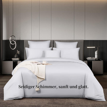 Mako Satin Bettwäsche Set 200x200 cm Weiß Baumwolle