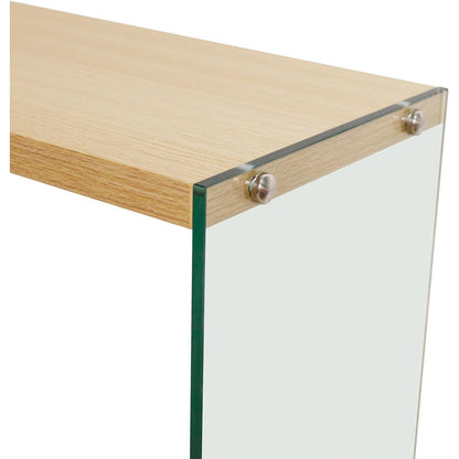 Schmaler Konsolentisch Holz mit Glasbeinen | Flurtisch 100x30 cm