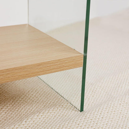 Schmaler Konsolentisch Holz mit Glasbeinen | Flurtisch 100x30 cm
