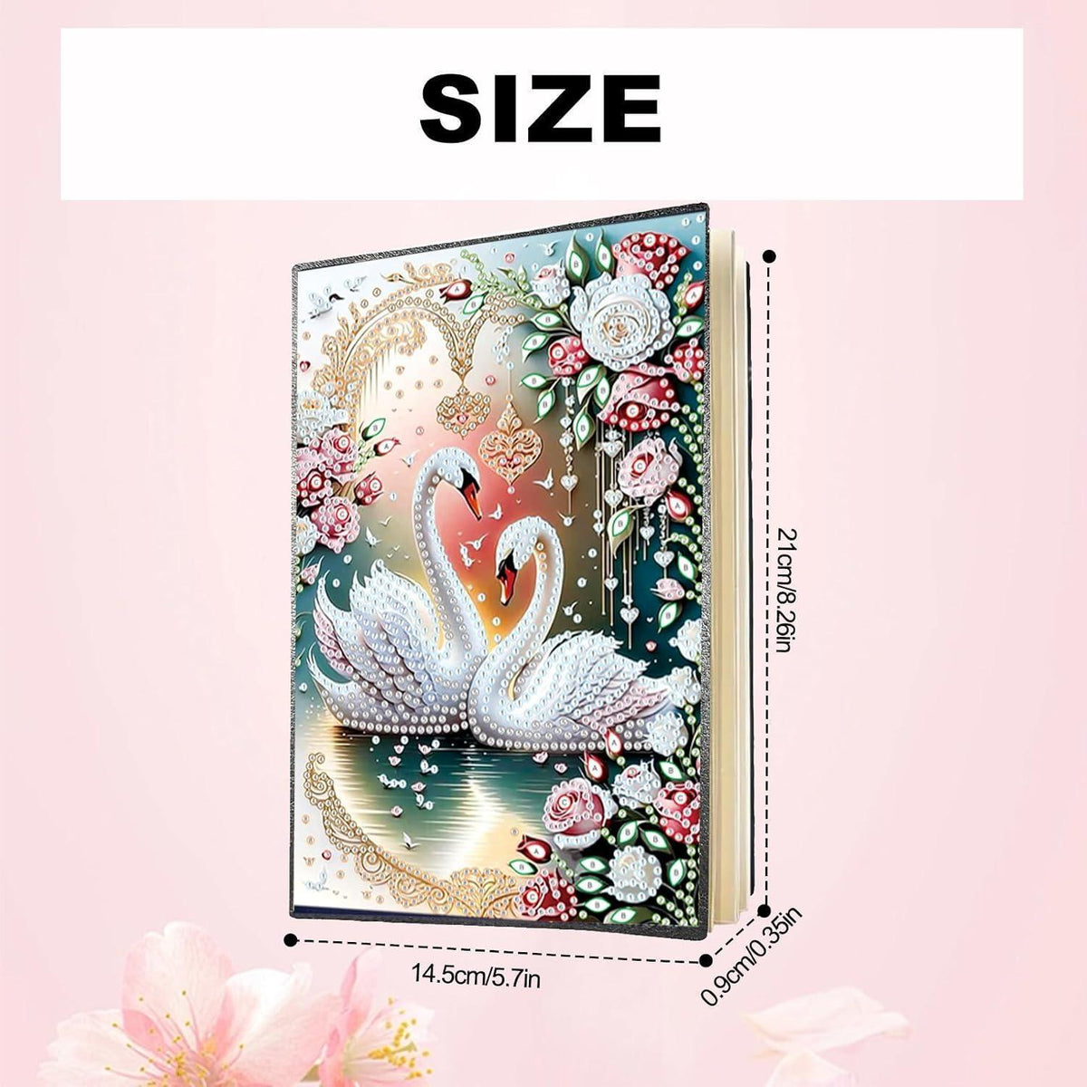 5D Diamant Painting Notizbuch Schwan A5 – Kreatives Tagebuch DIY