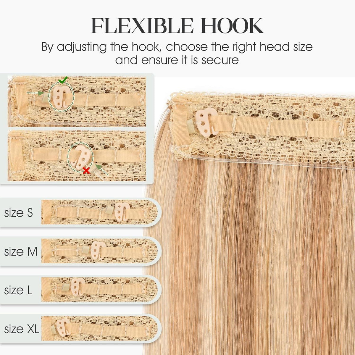 Echthaar Halo Extension 30cm – Verstellbar & Unsichtbar #12P613
