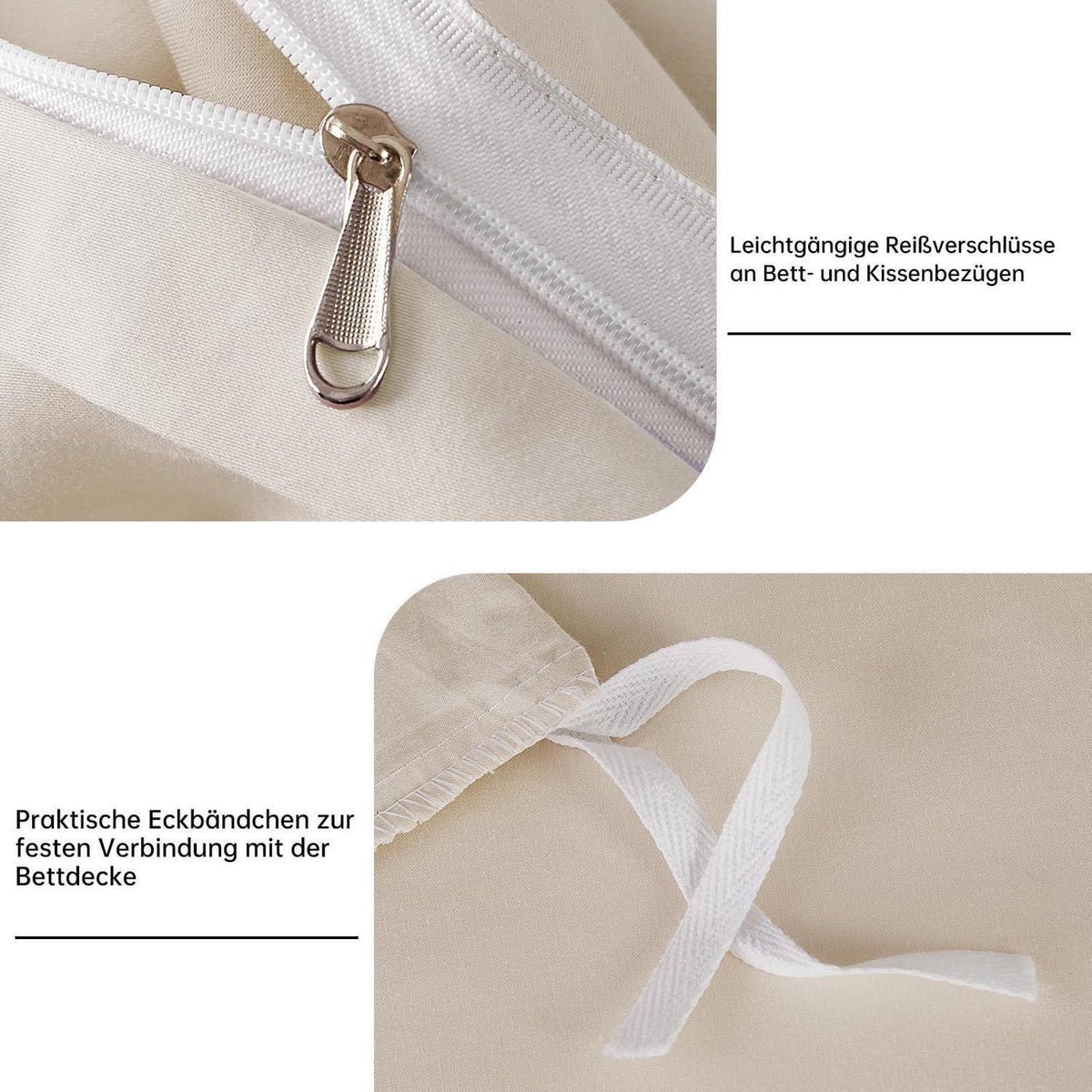 Satin Bettwäsche Set 200x220 cm Beige Baumwolle