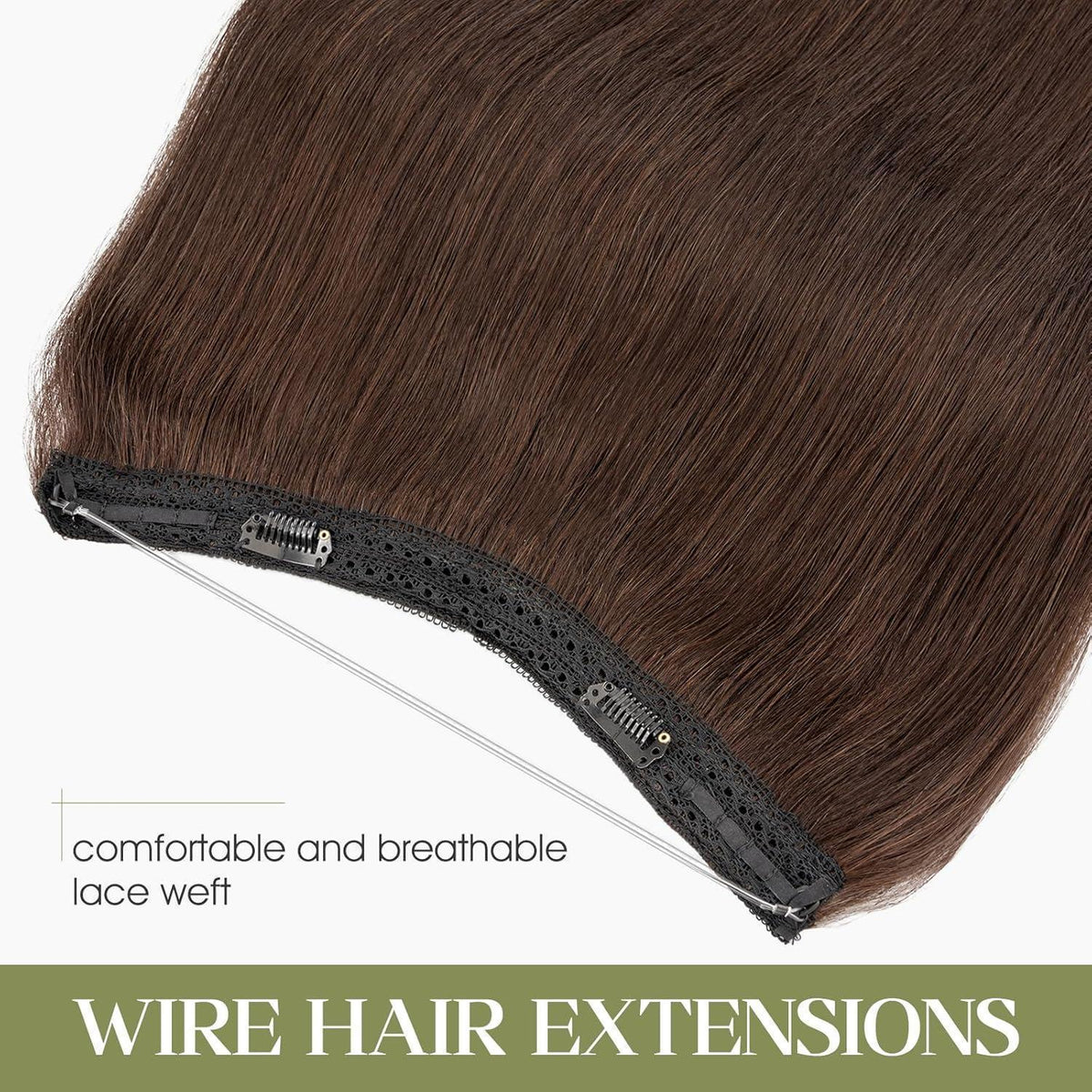 Echthaar Extension Dunkelbraun 35cm – Secret Wire Verlängerung