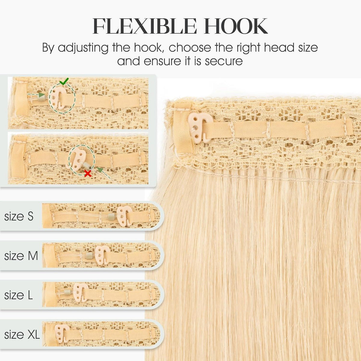 Echthaar Halo Extension Platinblond 45cm – Verstellbar & Unsichtbar