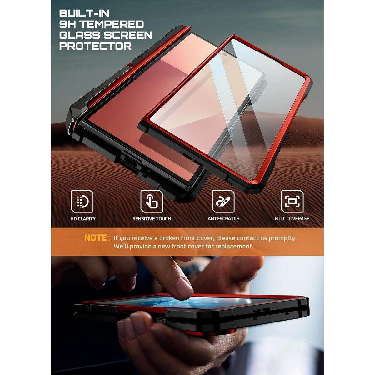 Hülle mit Ständer für Samsung Galaxy Z Fold 7, MagSafe, Displayschutz, Rot