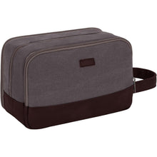 Kulturtasche Herren aus Canvas in Lederoptik, wasserabweisend, Taupe