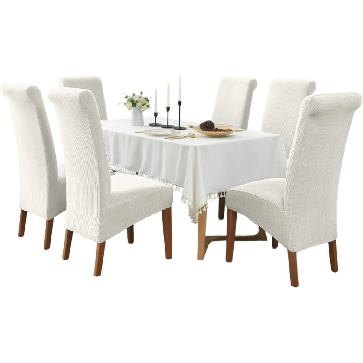Stuhlbezug Stretch XL, Milchweiß, 4er-Set