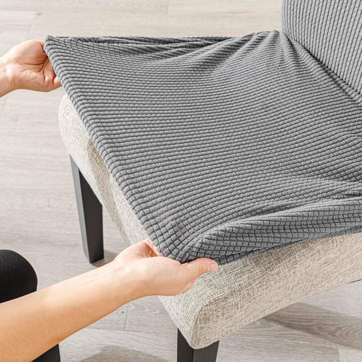 Stretch Stuhlbezüge Grau 4 Stück – XL Esszimmerstuhl Hussen