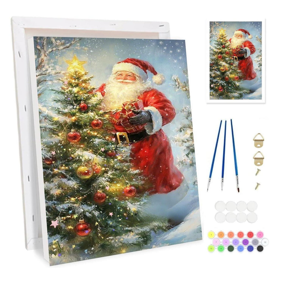 Weihnachtsmann Malen nach Zahlen Set mit Rahmen für Erwachsene