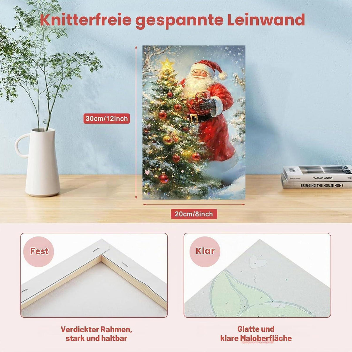 Weihnachtsmann Malen nach Zahlen Set mit Rahmen für Erwachsene