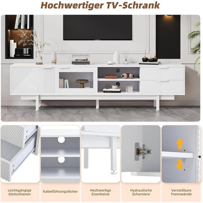 TV Lowboard Weiß mit Stauraum – 200x40x50.5cm