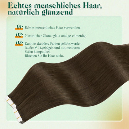 Echthaar Tape Extensions Braun 50cm – Natürliche Verlängerung