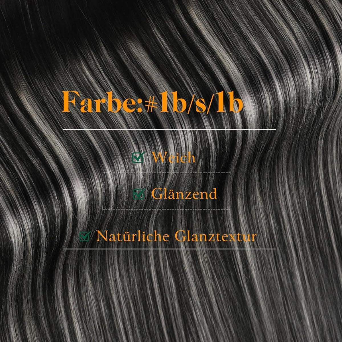 Echthaar Tape Extensions Schwarz Silber Ombre 55cm