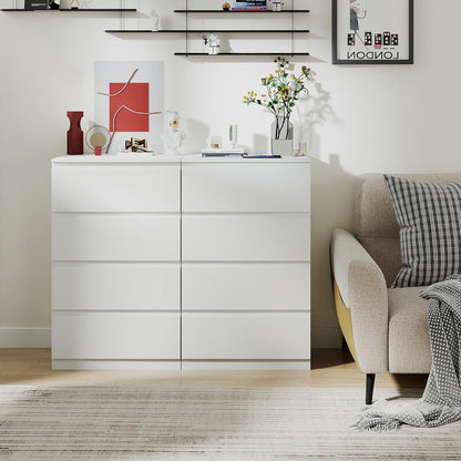 Weiße Kommode 2er-Set mit 4 Schubladen | 60cm breit