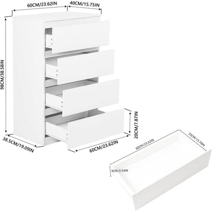 Weiße Kommode 2er-Set mit 4 Schubladen | 60cm breit