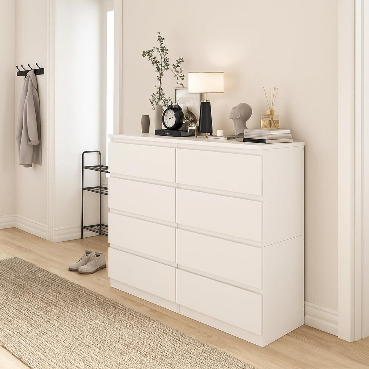 Weiße Kommode 2er-Set mit 4 Schubladen | 60cm breit