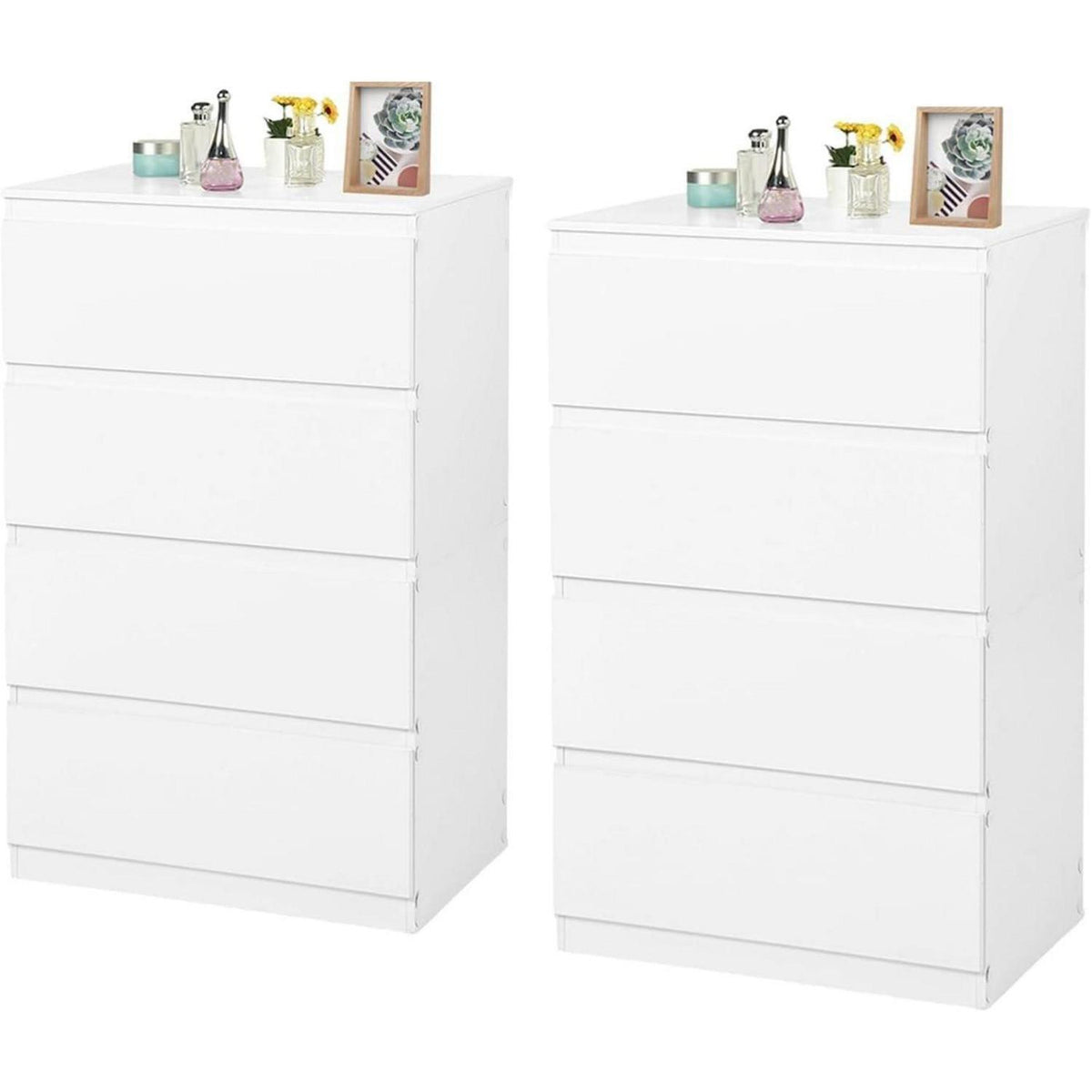 Weiße Kommode 2er-Set mit 4 Schubladen | 60cm breit