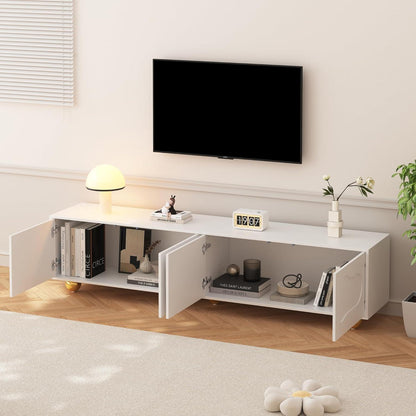 TV Lowboard weiß mit Wolken Design & Stauraum (180x40x45cm)