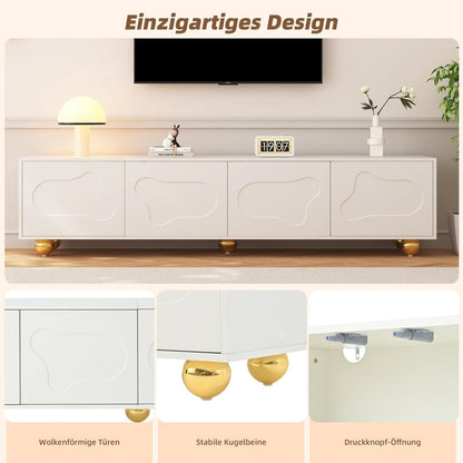 TV Lowboard weiß mit Wolken Design & Stauraum (180x40x45cm)