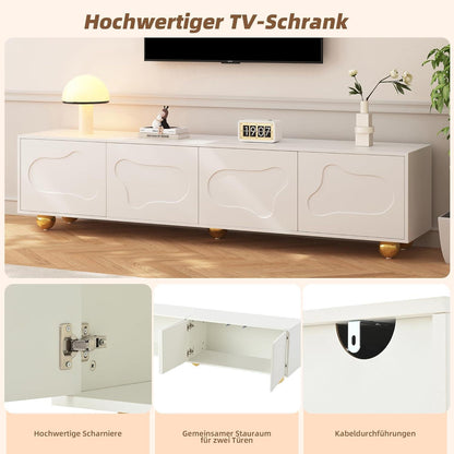 TV Lowboard weiß mit Wolken Design & Stauraum (180x40x45cm)