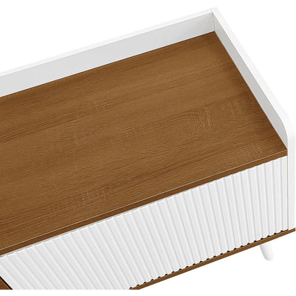 TV Lowboard Weiß & Holz mit 3 Türen (160x39x49,5cm)