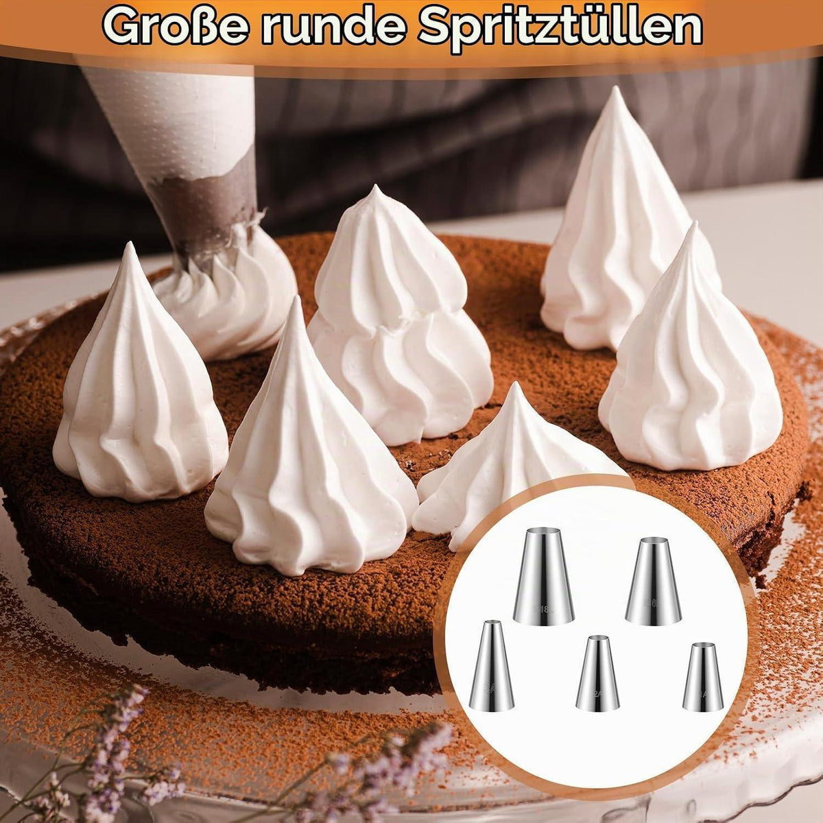 5x Edelstahl Spritztüllen Set für Tortendekoration